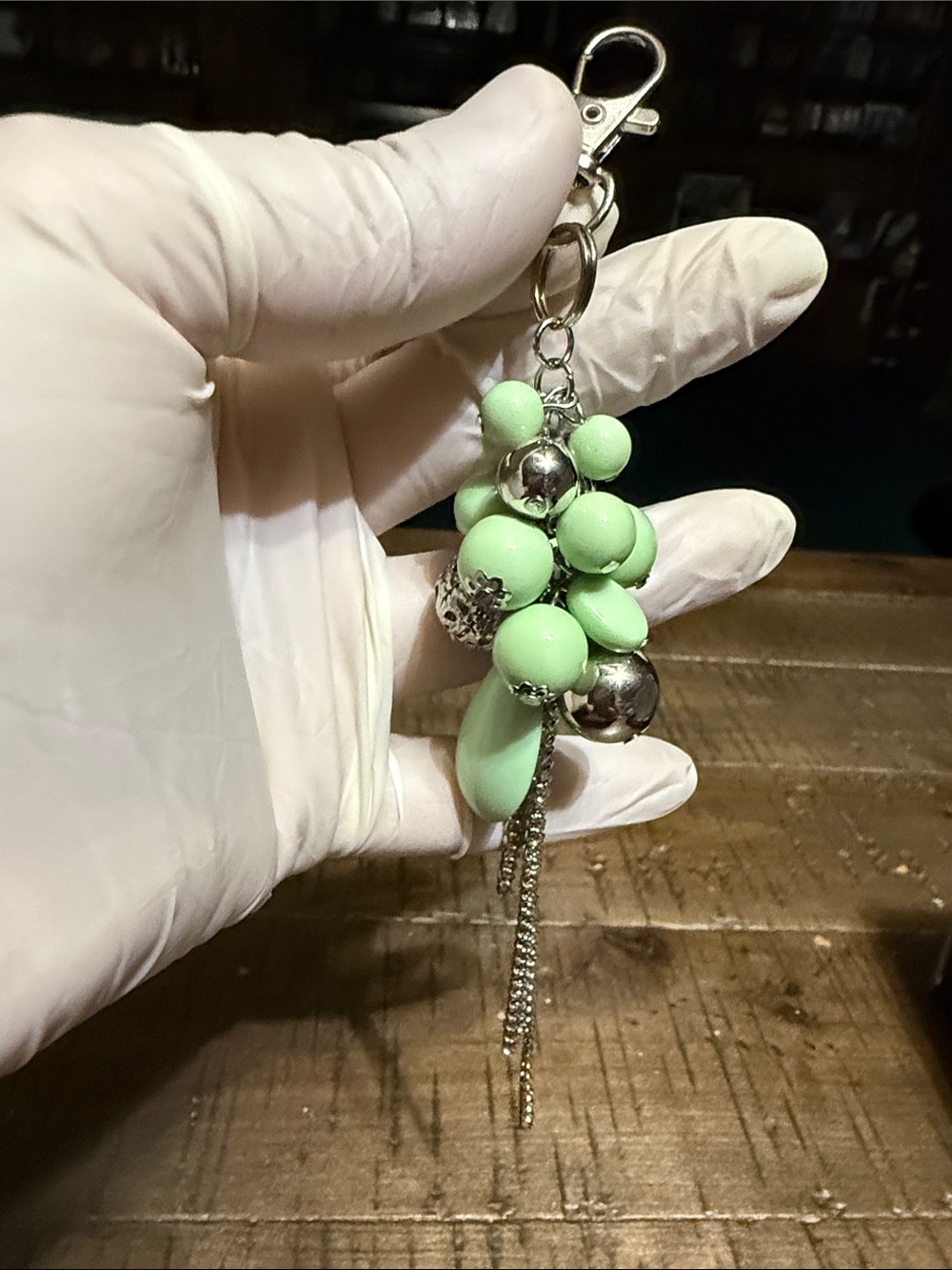 Green Cluster Bead Keychain Charm